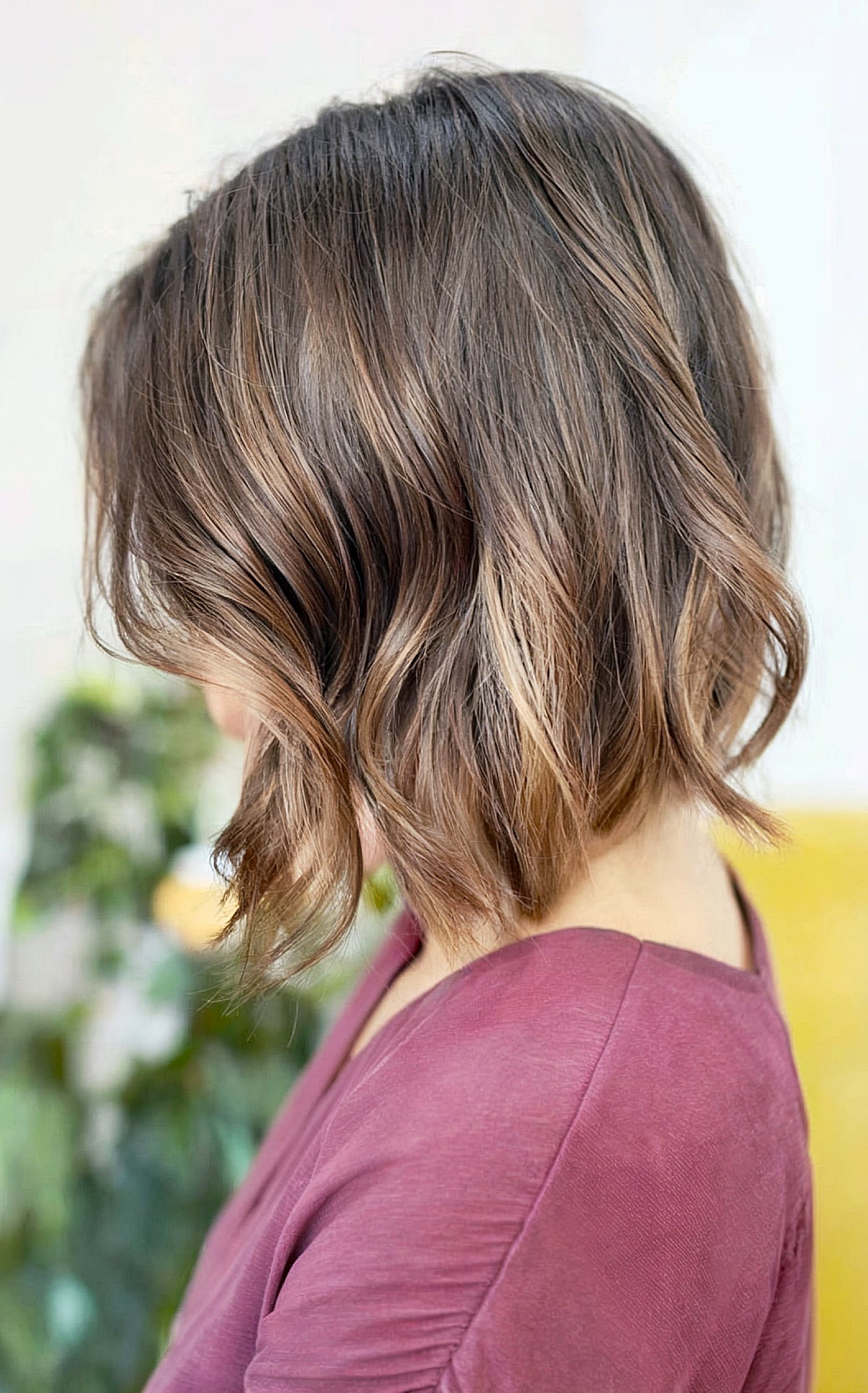 Angled Short Bobbed Hair with Soft Ombre