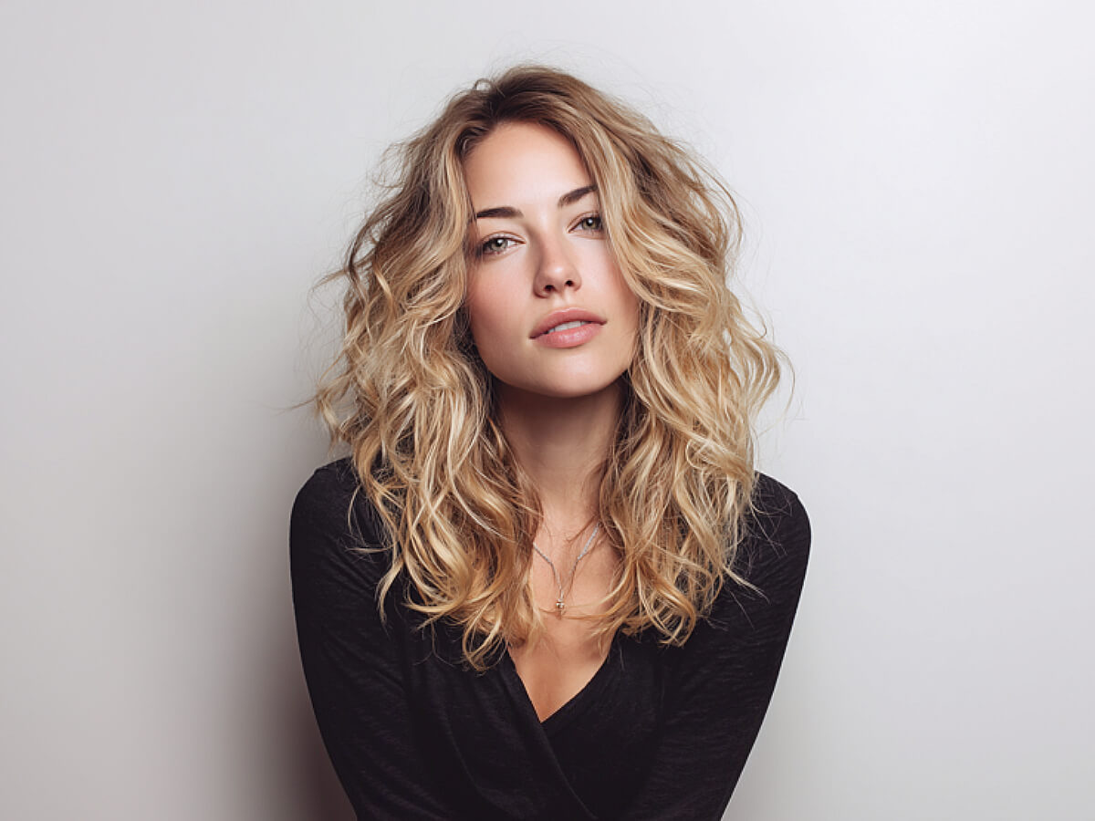 Beach waves mid length hair