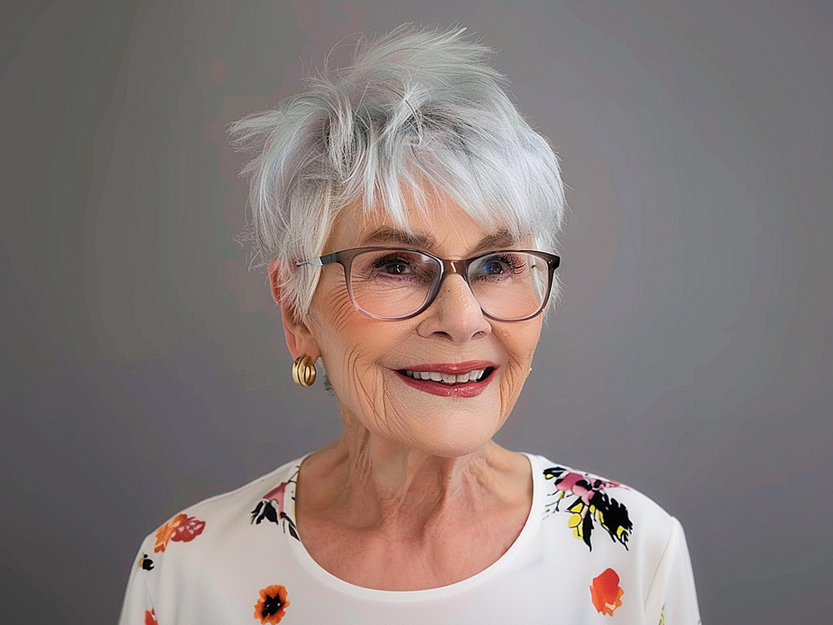 Beautiful pixie cuts for over 70 with glasses