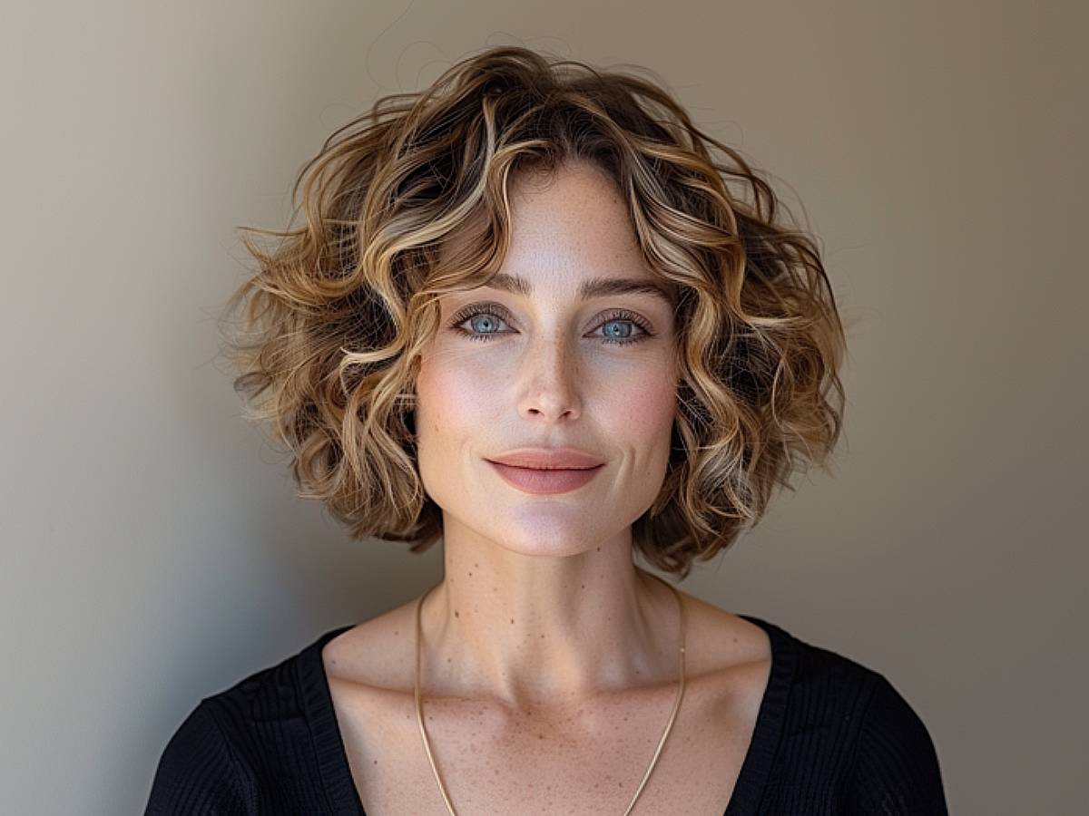 Best jaw length curly bob