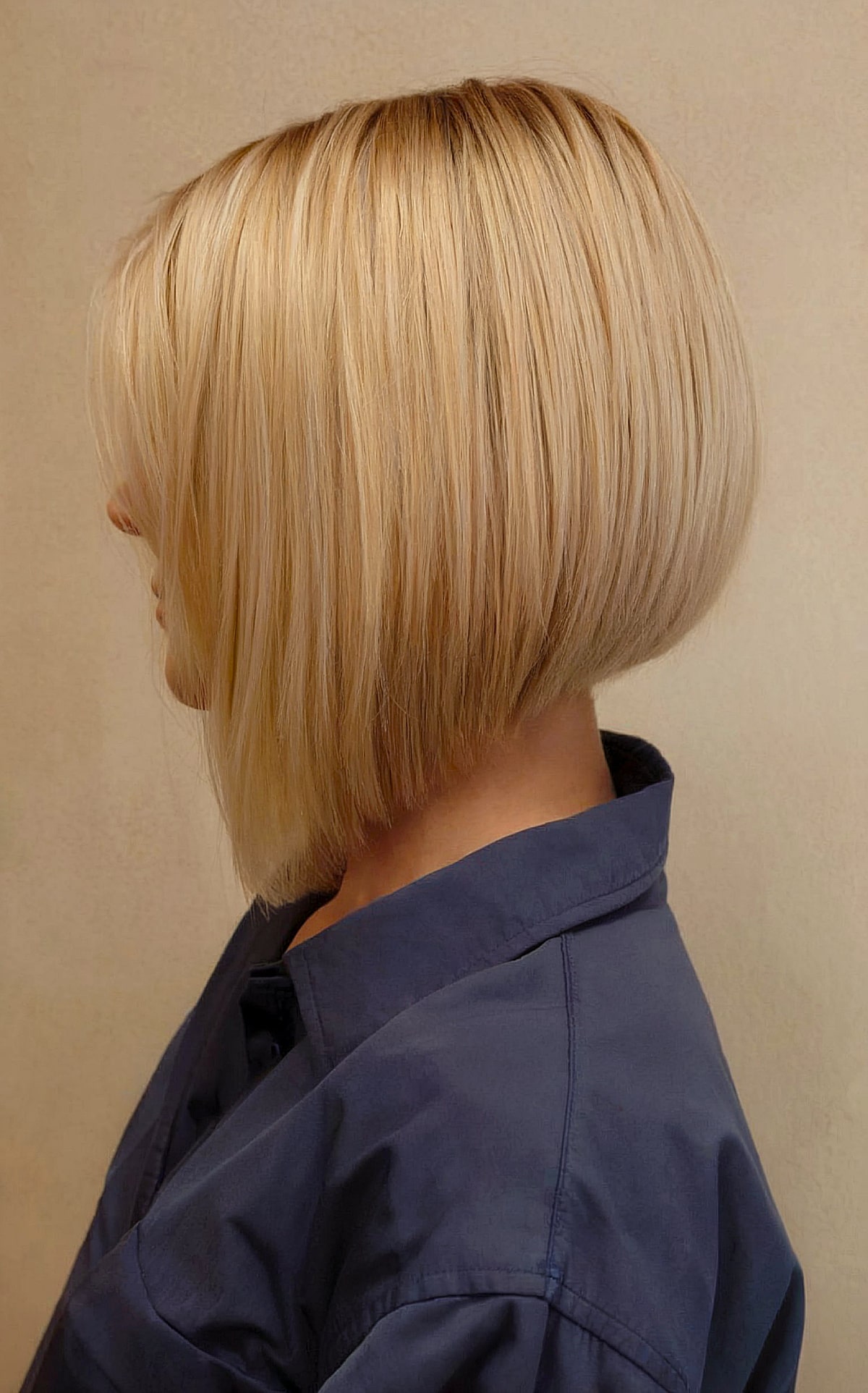 Buttery Blonde Thick Angled Bob