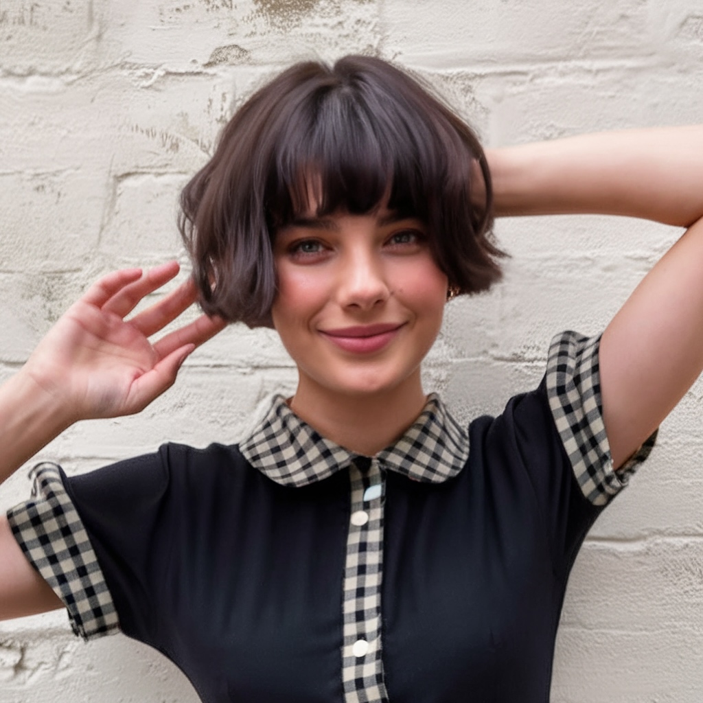 Charming Curved Bob with Full Bangs
