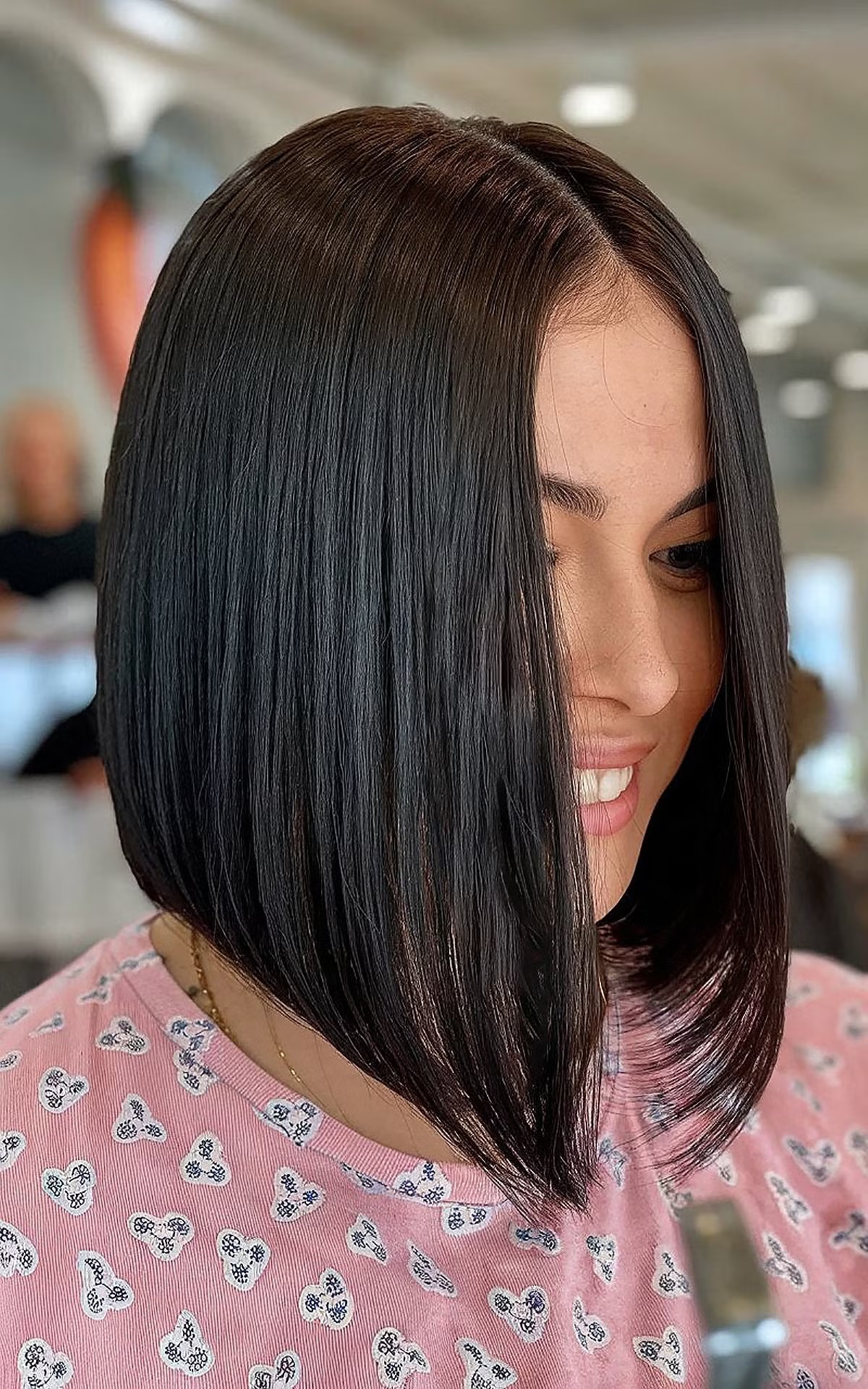 dark brown bob with a slight inversion