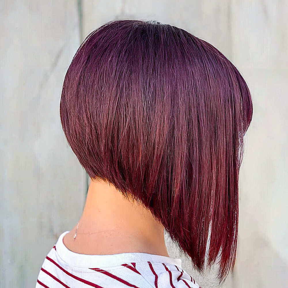 Short A-Line Bob with Deep Purple Color