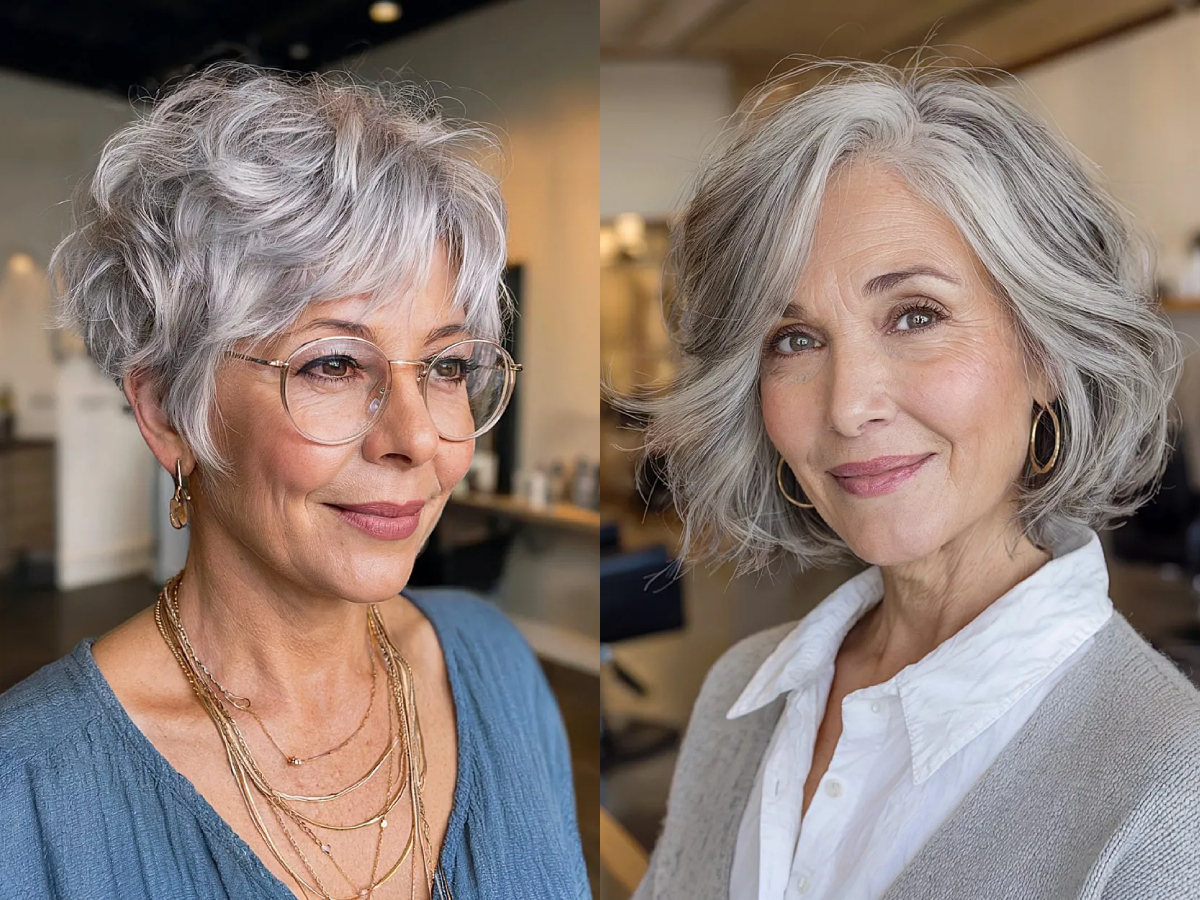 Effortless short wavy hairstyles for gorgeous gray hair after 60