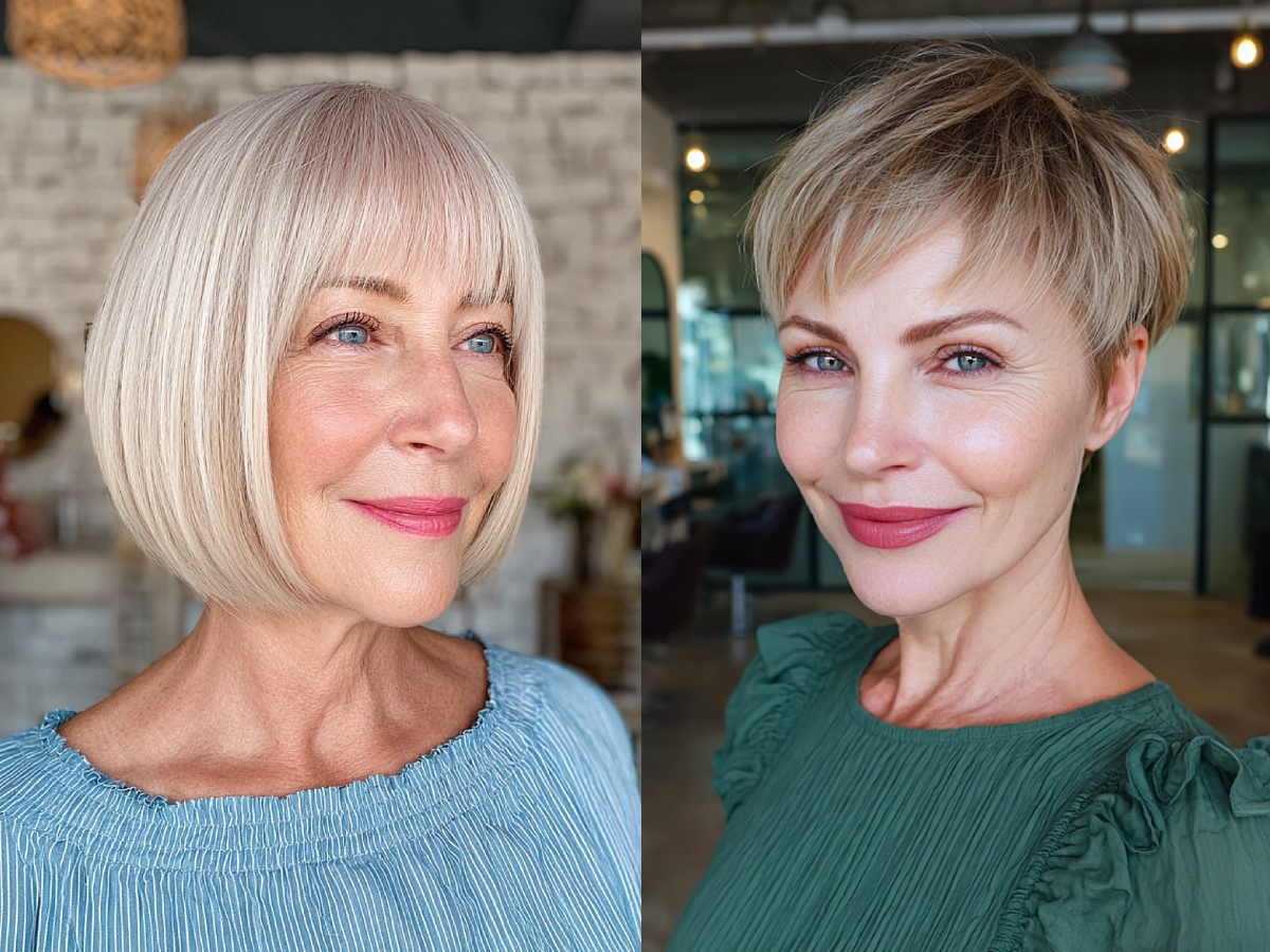 Fun and sassy short hair with bangs for older women