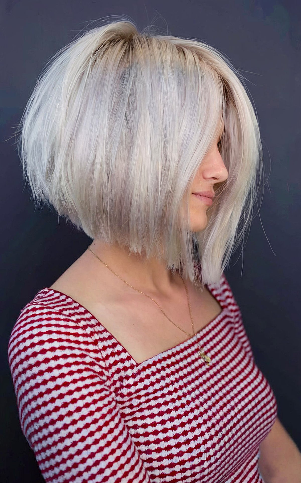 Gorgeous Light Blonde Angled Bob Cut