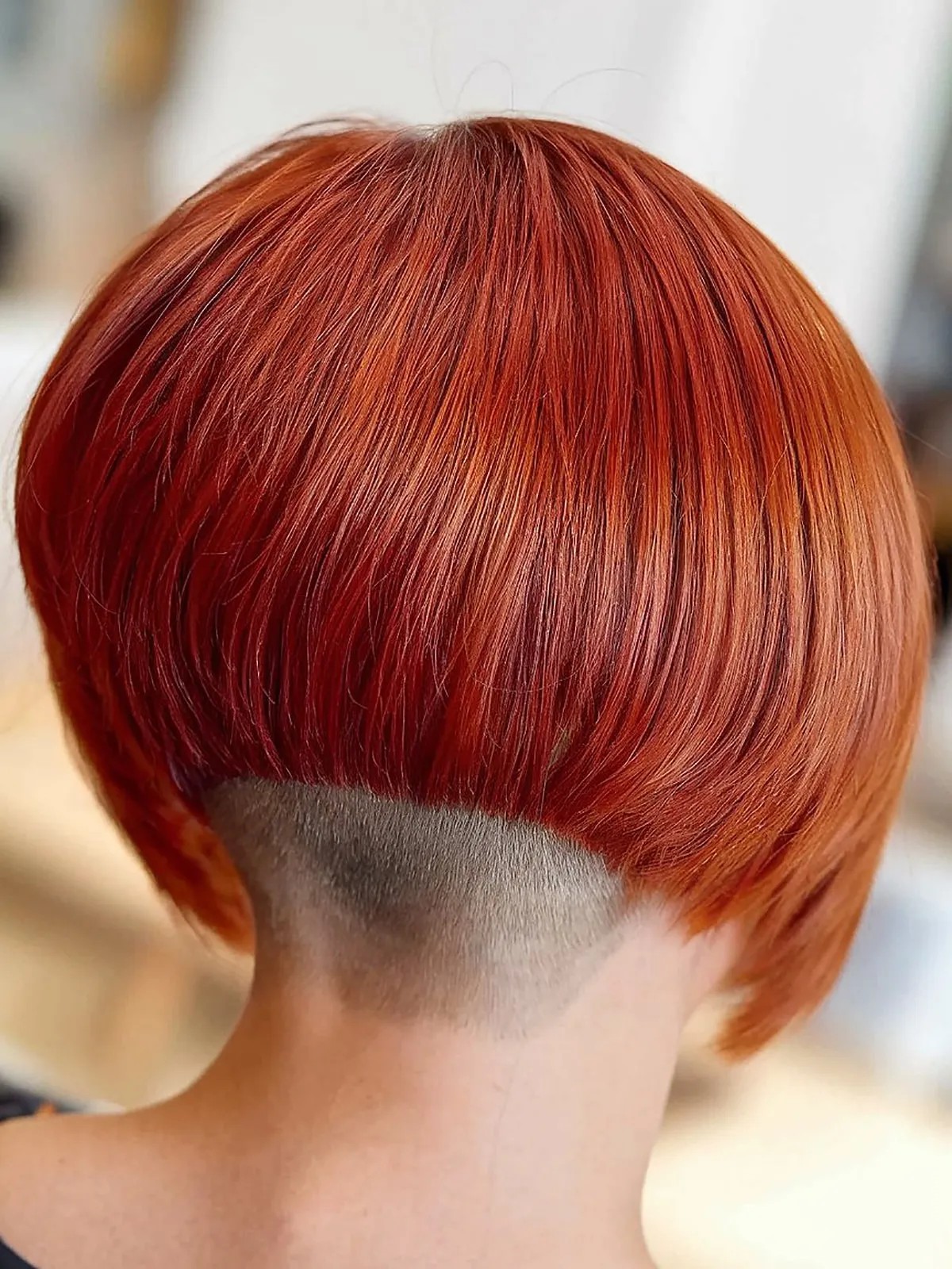 Inverted bob undercut for straight hair