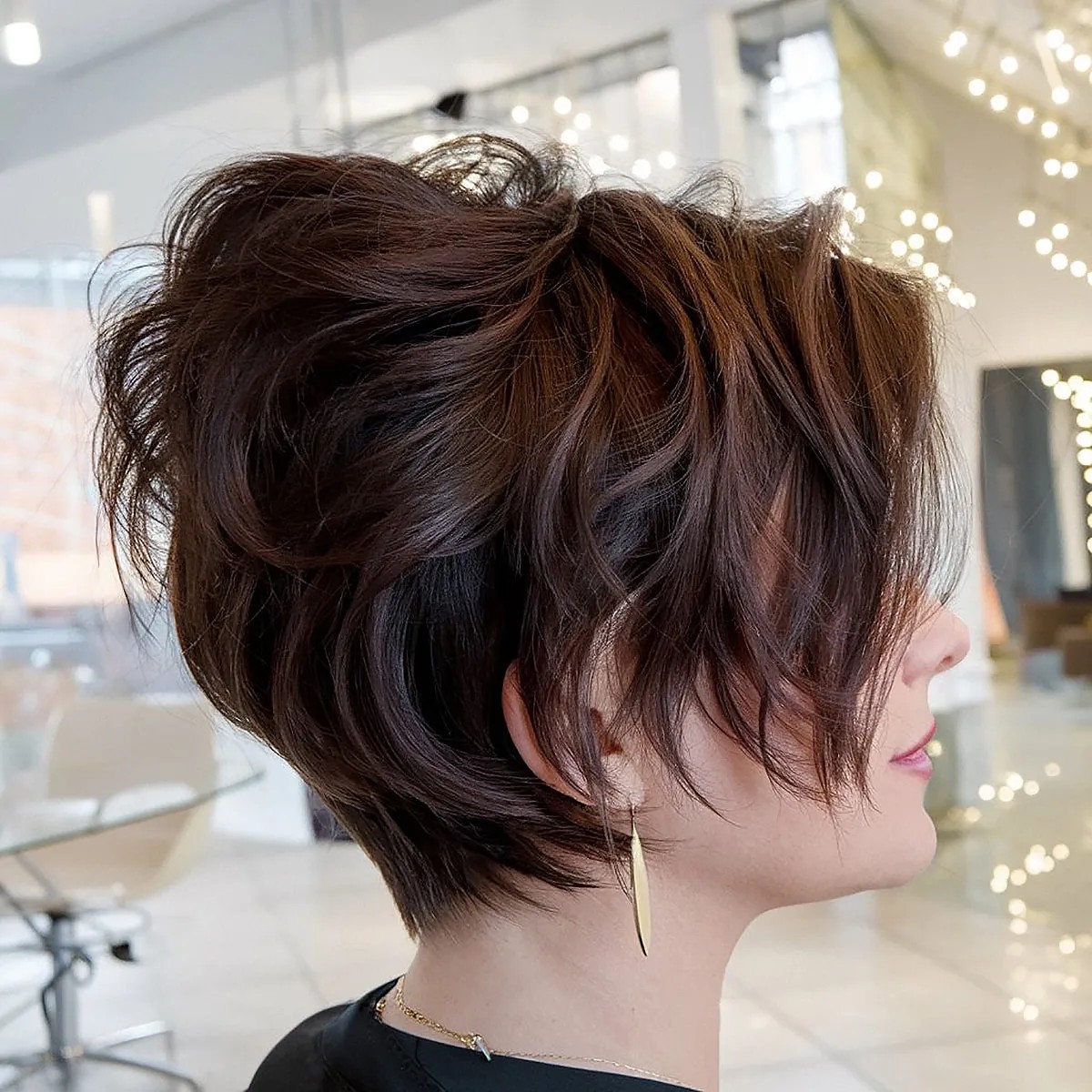 Inverted ear length bob haircut