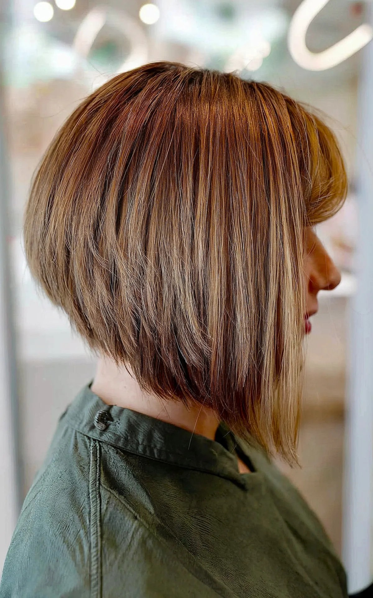 Long Stacked Bob with Bangs