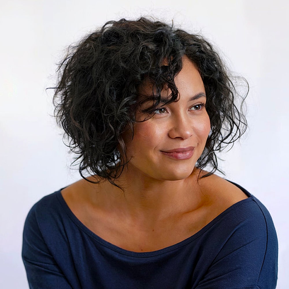 Naturally Curly A-Line Bob Haircut for Dark Skin
