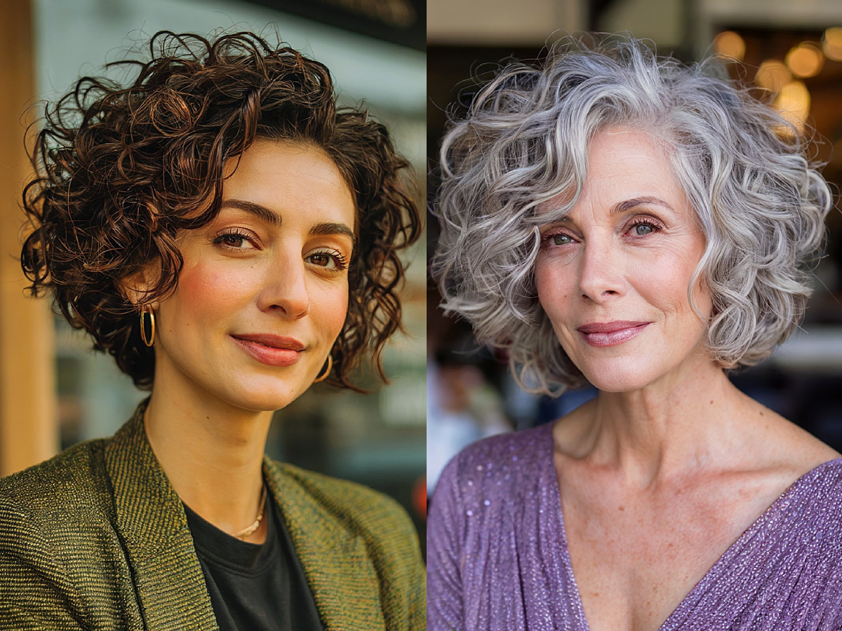 On trend stacked curly bob haircuts for women