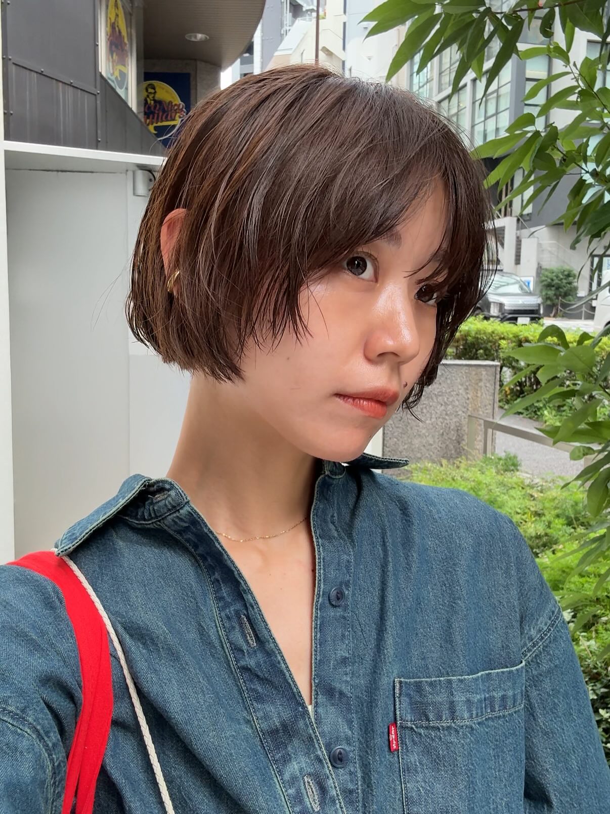 Polished Chestnut Ear-Length Bob with Natural Texture