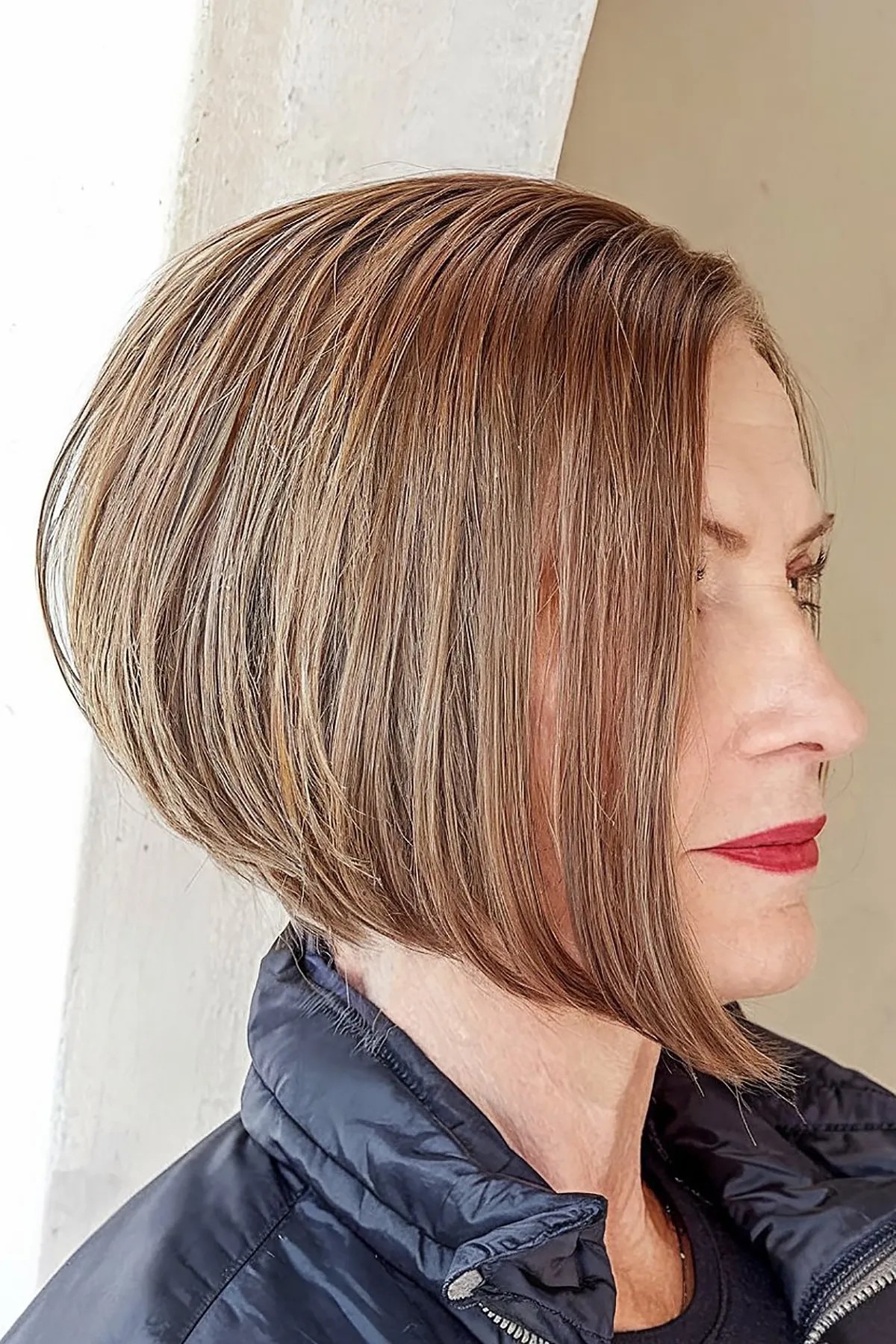 Short Inverted Bob Haircut for Older Women