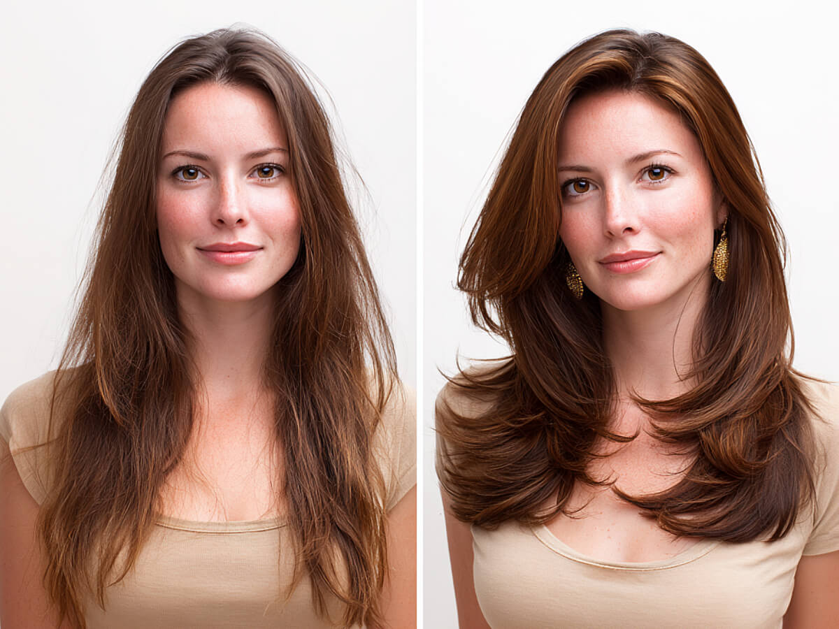 Lovely side-parted butterfly haircuts