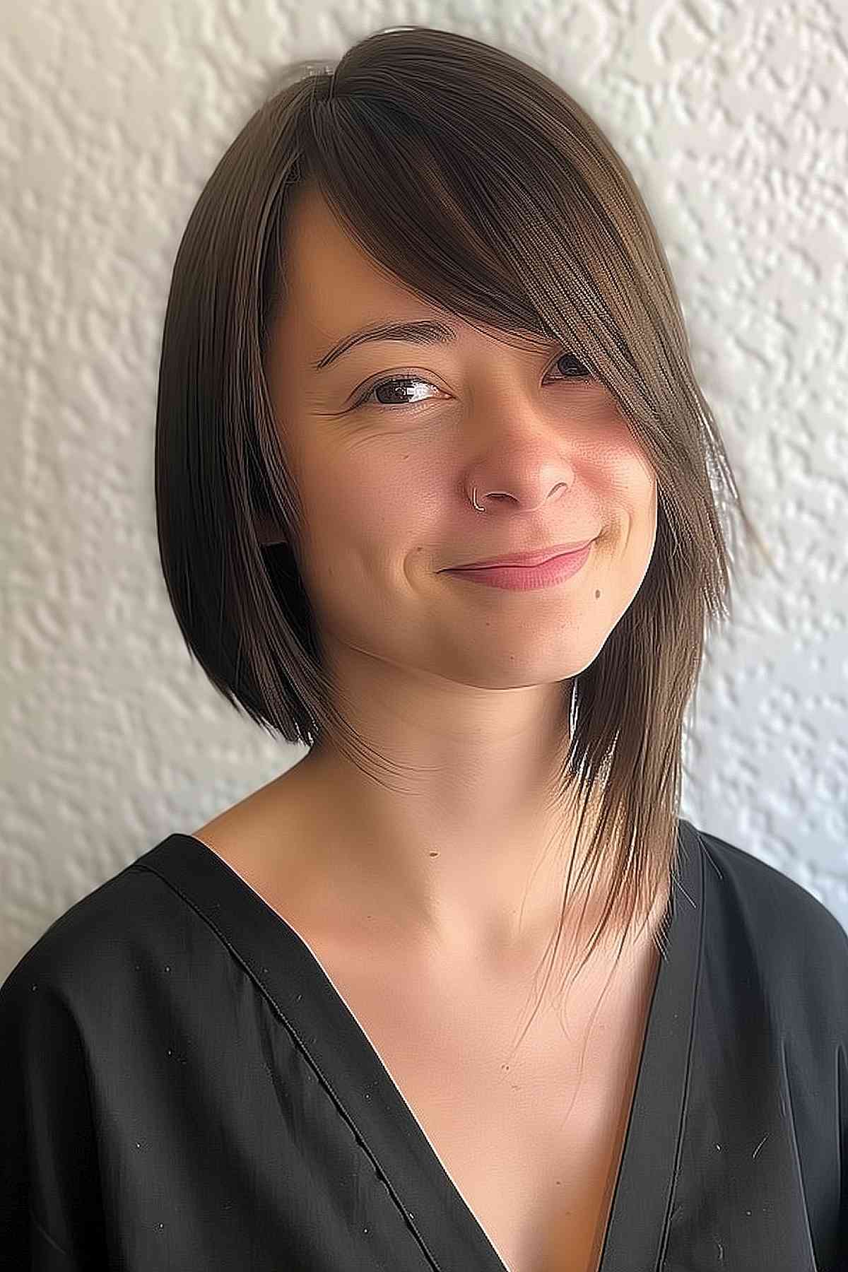 straight asymmetrical haircut with side bangs