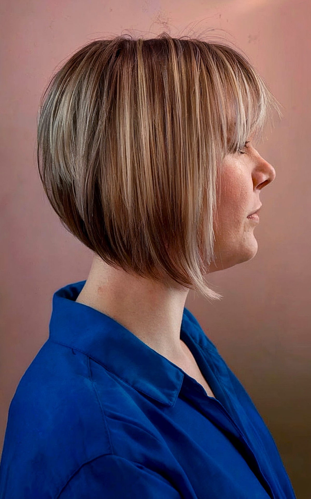 Straight Graduated Angled Bob with a Fringe