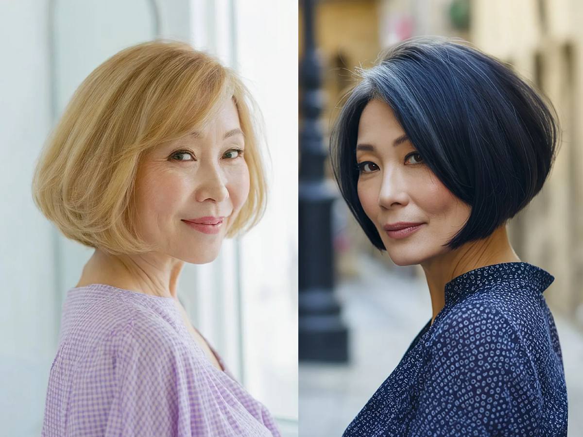 Stylish angled bob haircuts for older women